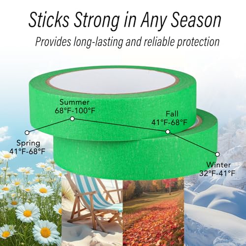 Image of 2 Pack Green Painters Tape - Green Masking Tape 1 Inch Wide - Multi-Surface, Smart Adhesion, Indoor & Outdoor - Paint Tape for DIY, Labeling, Art, Car, General Purpose - 180FT Total