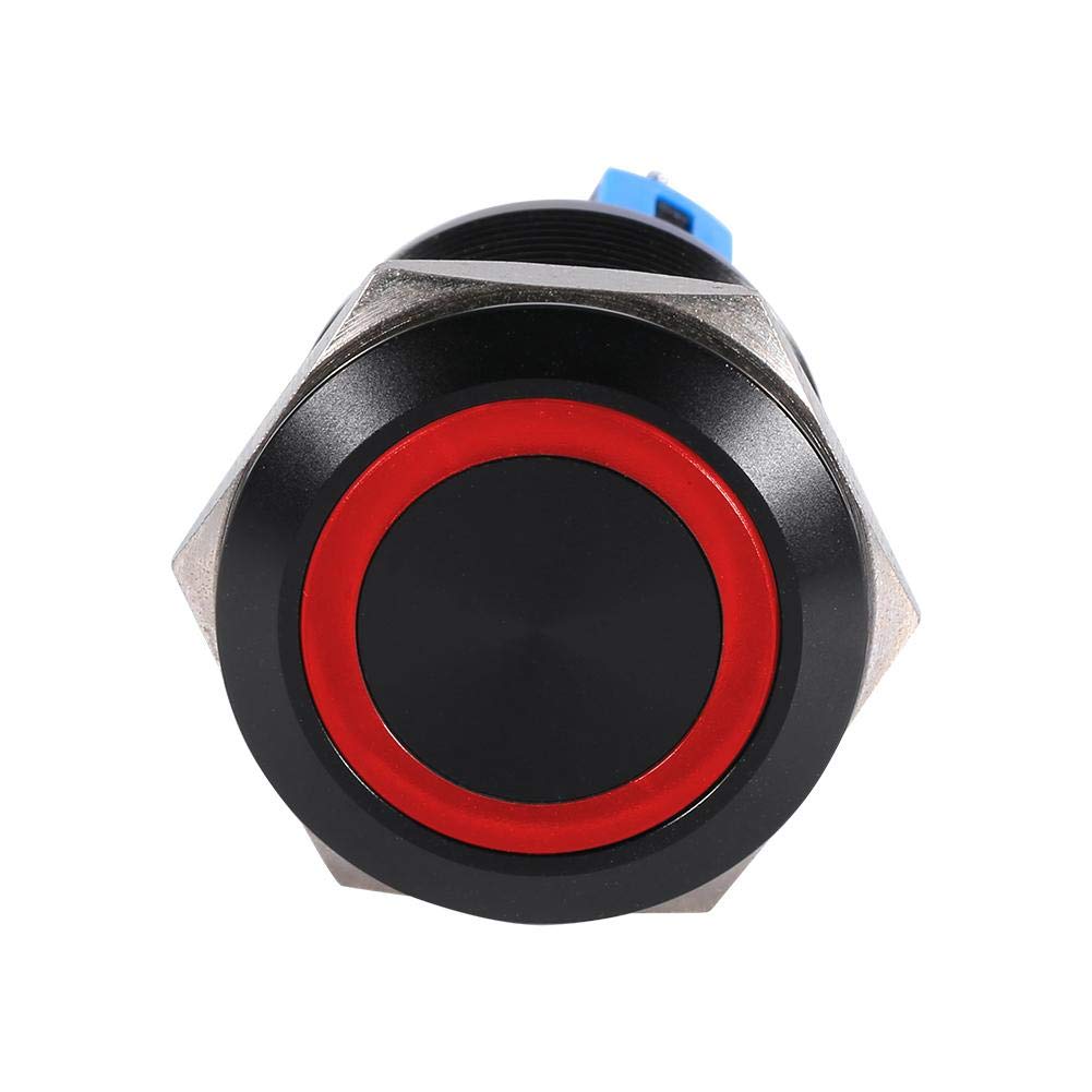 Momentary Push Button Switch,22mm 12V LED Waterproof Self-locking Latching Push Button Switch (Red) - Image 2