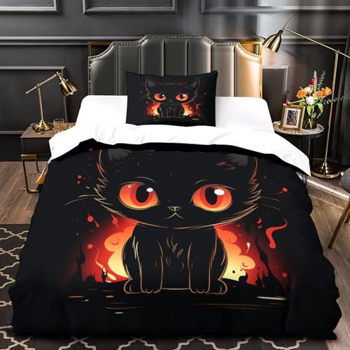 Housse de couette facile d'entretien pour lit simple chat - 3