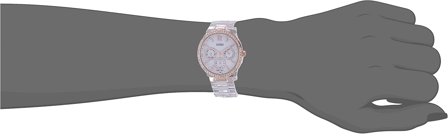 Accutime XOXO Women's XO5528 Clear Bracelet with Rhinestones on Rose Gold Case Watch