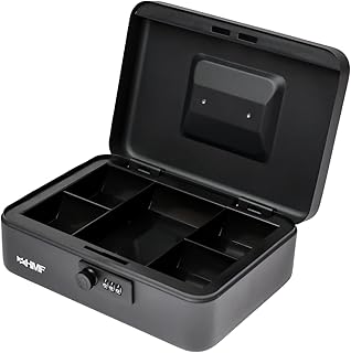 HMF 20017-02 Geldkassette abschließbar mit Zahlenschloss | 25 x 18 x 8,5 cm | Schwarz