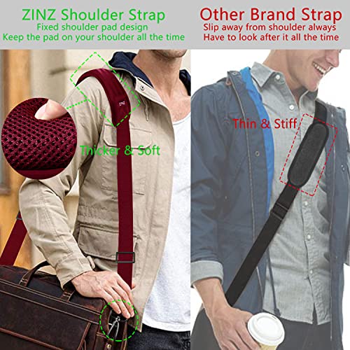 Image of ZINZ 79 inch Shoulder Strap, Extra-thick Fixed Cushion Pad and Dual Clasps Universal Replacement Strap with Metal Swivel Hooks for Laptop Bags, Luggage Bags, Camera, Crossbody (200cm,Red)