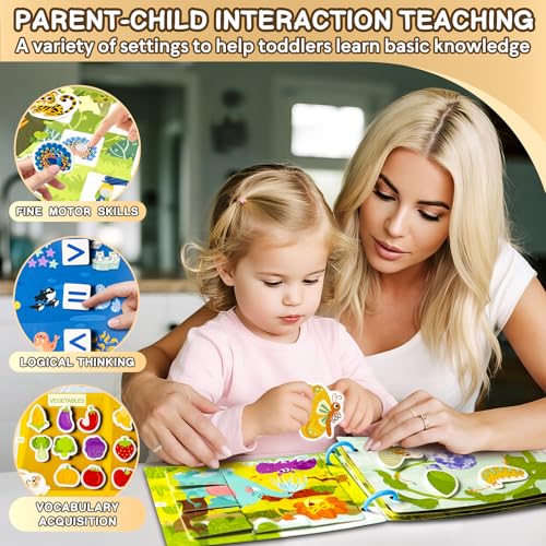 Image of 3 Pack Busy Books for Toddlers, Montessori Quiet Book, Preschool Learning Activities Educational Workbook, Sorting Matching Sticker Fixing, Gifts for Kids Age 3+ (Animal, Ocean, Dinosaur)