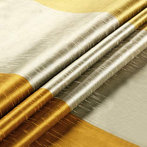 Image of Deco Window Polyester Blackout Striped Opaque Curtains 5 Feet Long Set Of 2, Room Darkening (Eyelet,Yellow, 5Ft) Opaque Curtains For Bedroom And Living Room