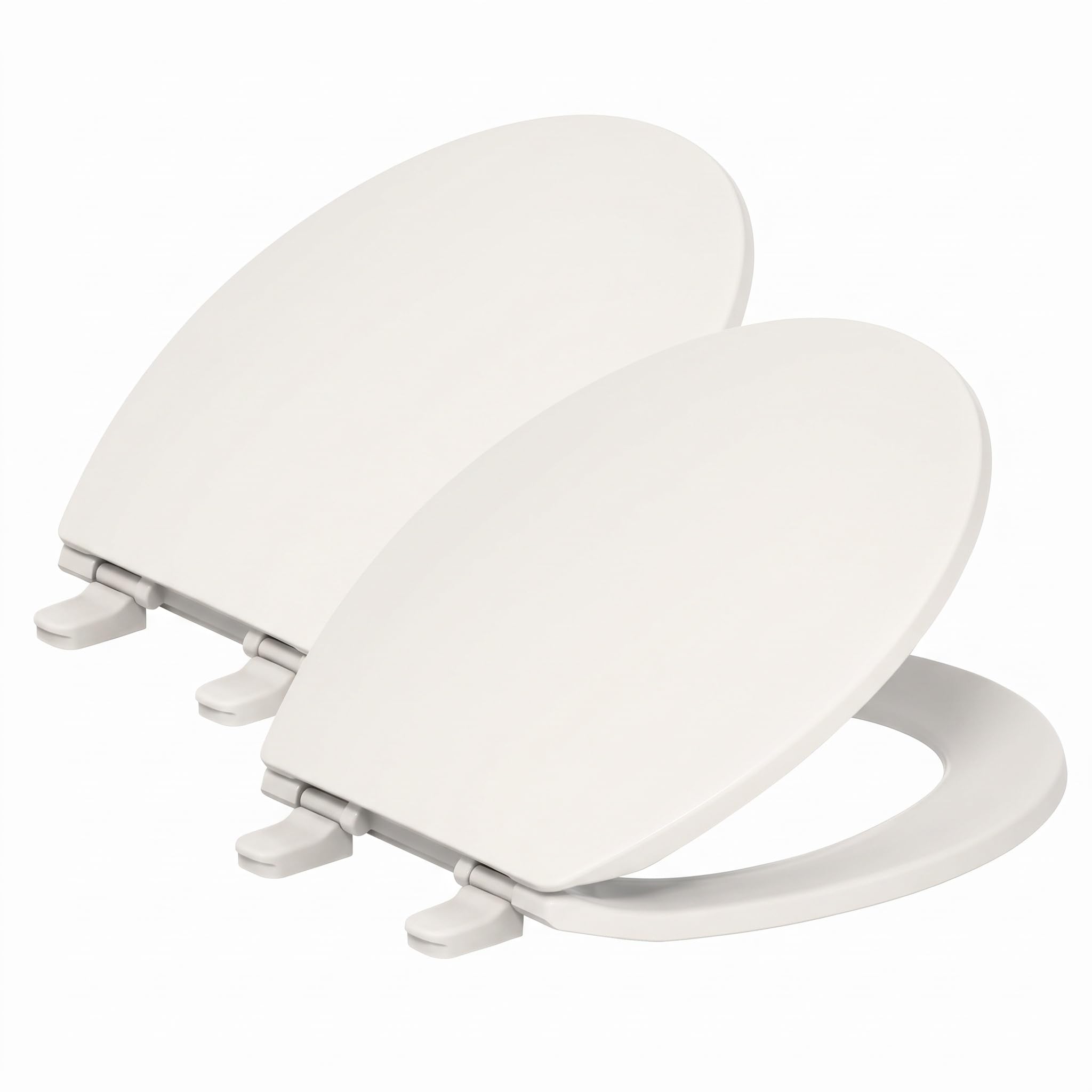 KOHLER 20111-96 Brevia, Slow Close Toilet Seat, Round Toilet Seat, Grip-Tight Bumpers Quick-Attach Hardware, Biscuit (Pack of 2)
