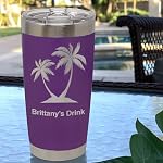 LaserGram Personalized 20oz Tumbler, Horse Head 1 (Dark Purple) - Image 2