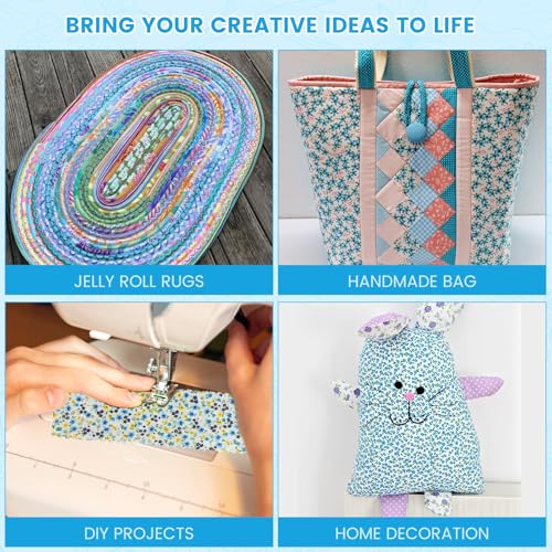 Premium 80-Piece Precut Jelly Roll Fabric Strips – 20 Vibrant Blue Floral Cotton Prints for Quilting, Sewing, and DIY Craft Projects 7 Premium 80-Piece Precut Jelly Roll Fabric Strips – 20 Vibrant Blue Floral Cotton Prints for Quilting, Sewing, and DIY Craft Projects - Image 6