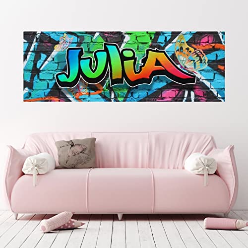tjapalo® pkvr29 Graffiti Bild Poster mit Namen Mädchen Wandbild für jugendliche Geschenk Teenager Mädchen personalisiert Kinderzimmer Wandbild Graffiti name, Größe: B58xH20cm Cover