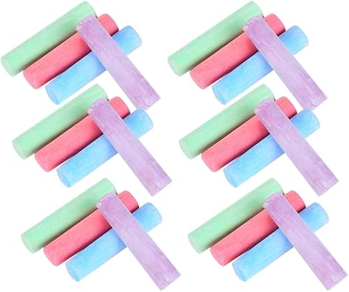 ibasenice Pizarra de dibujo colorida, 20 unidades, pizarra no tóxica, para la escuela, la oficina, acera, al aire libre, tiza redonda, para la