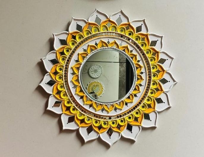 CRAFNICK® DIY MDF Cutouts Flower | Pine Wood 6 Inch 2.5mm Thick | MDF Cutouts Different Shapes for Resin Art, Lippan, Mandala, Painting | MDF Boards for Art and Craft | MDF Design Cutouts (15) 1