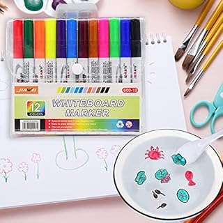 xiaohuangren 8/12 Pcs Magical Water Painting Pen Erasable Floating Pen In Water Water Doodle Pens Kids DIY Drawing Floating Pen In Water Water Painting Pen With A Ceramic Spoon, 12 Colors + Spoon