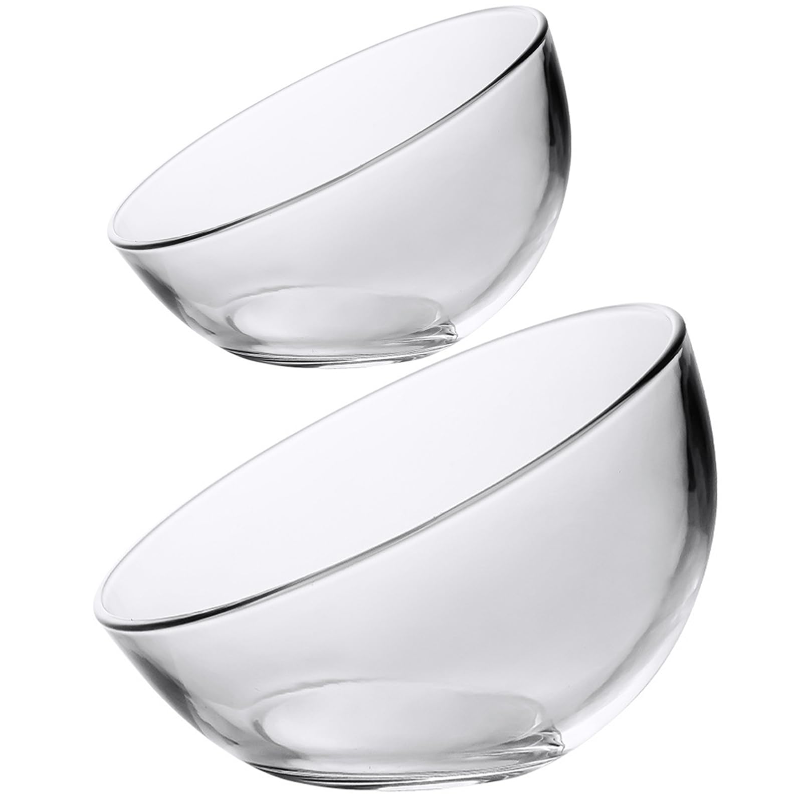 Ciotole in vetro trasparente, taglio obliquo, inclinate, angolate, decorative, per servire e servire insalatiera per cucina e microonde (800 ml + 450 ml)