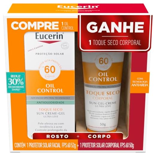 Kit Eucerin Sun Oil Control FPS 60 e Ganhe Toque Seco Corporal