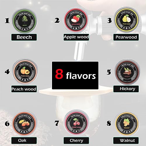 Wood Chips for Cocktail Smoker,8 Flavors Wood Chips with Brush and Spoon Natural Wood Chips for Whiskey,Bourbon,Old Fashioned Drink,Smoked Drinks and BBQ - Image 2