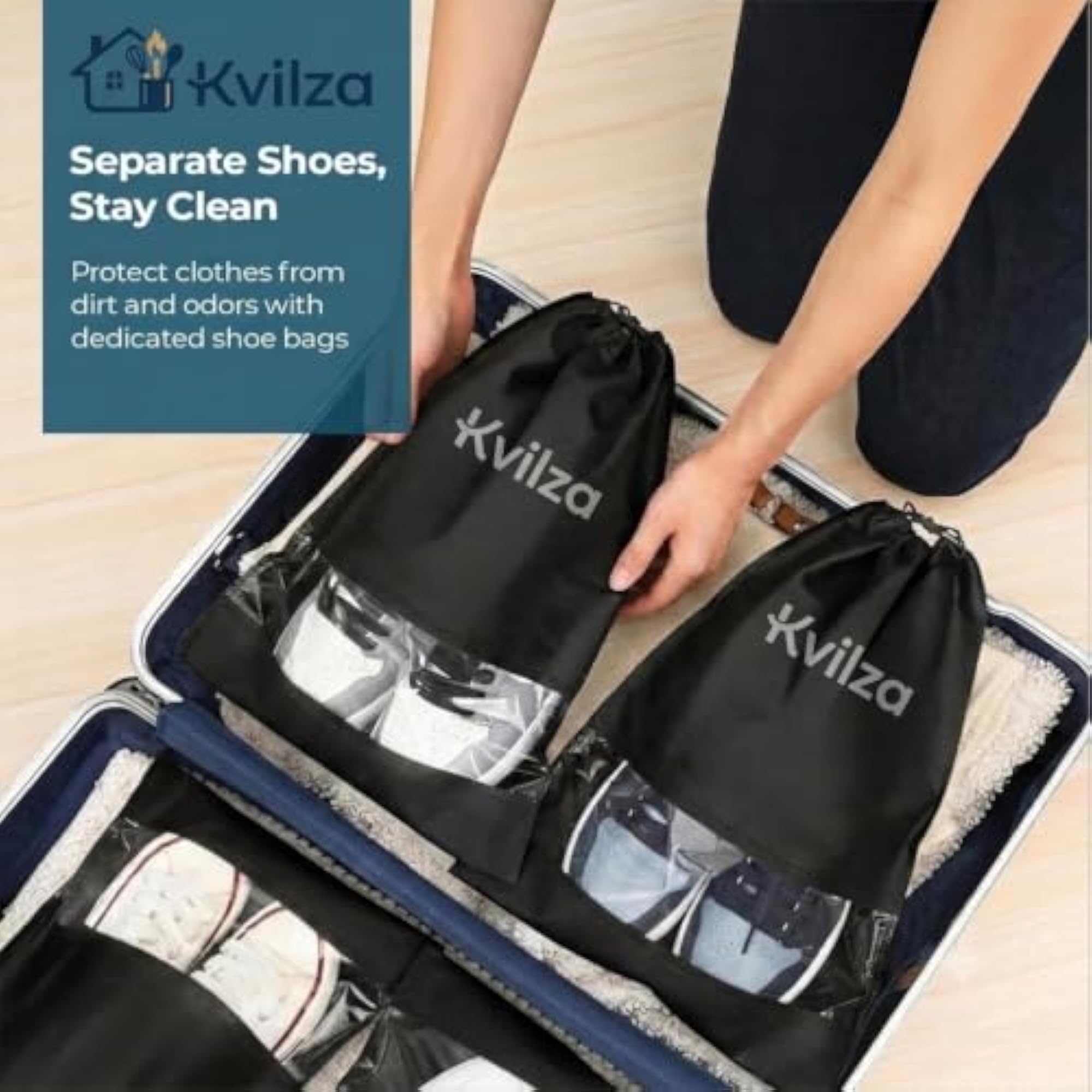 Pack of 6 Waterproof Shoe Bags with Clear Window