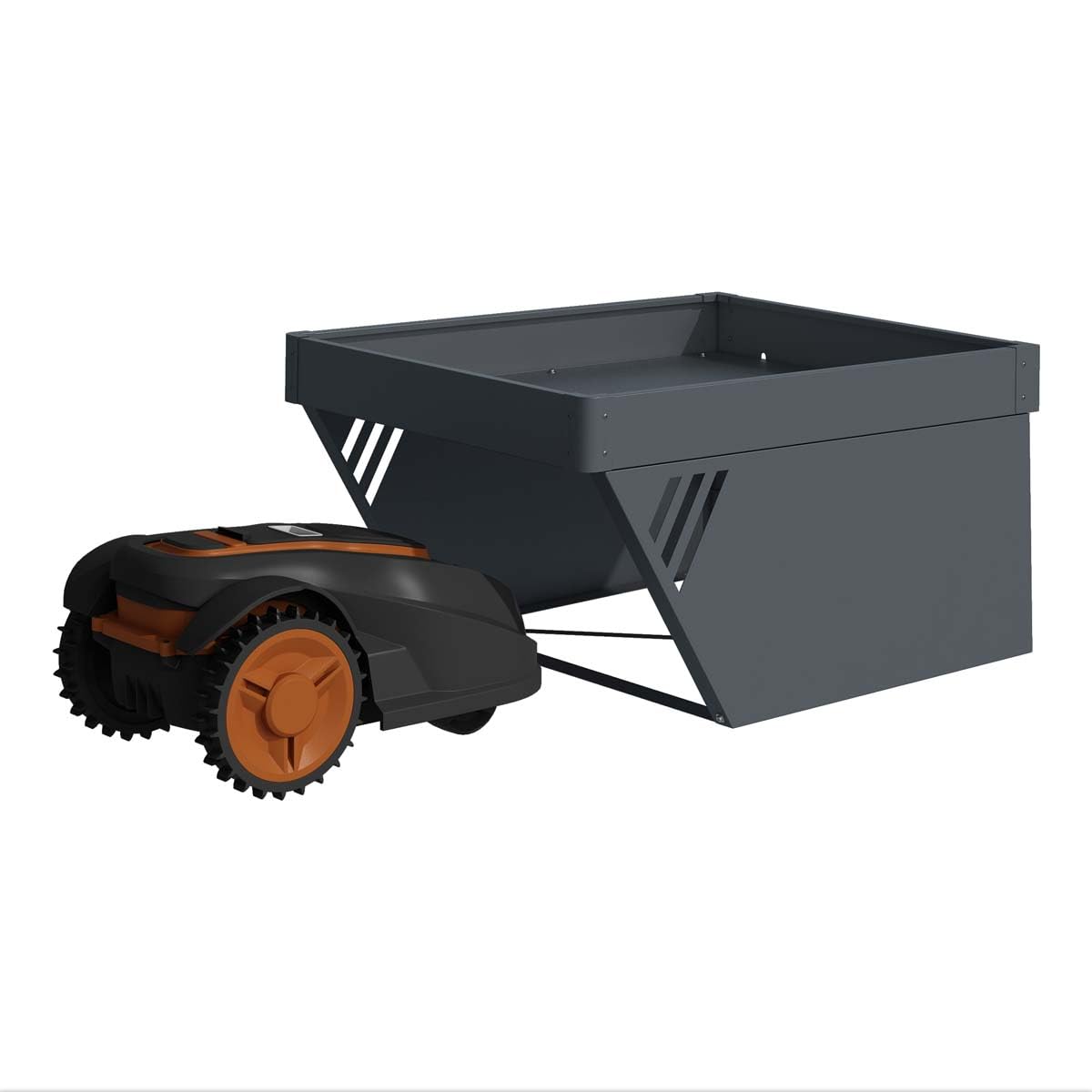 SCHARTEC Tosaerba robot garage SRG-1 con scatola per piante, robot tosaerba, tettuccio in metallo, tetto XXL