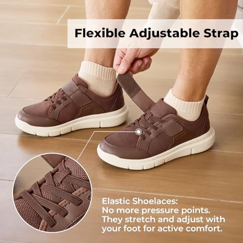 Image of FitVille Wide Diabetic Walking Shoes for Men, Lightweight Non-Slip Breathable Casual Shoes for Swollen Feet for Standing All Day