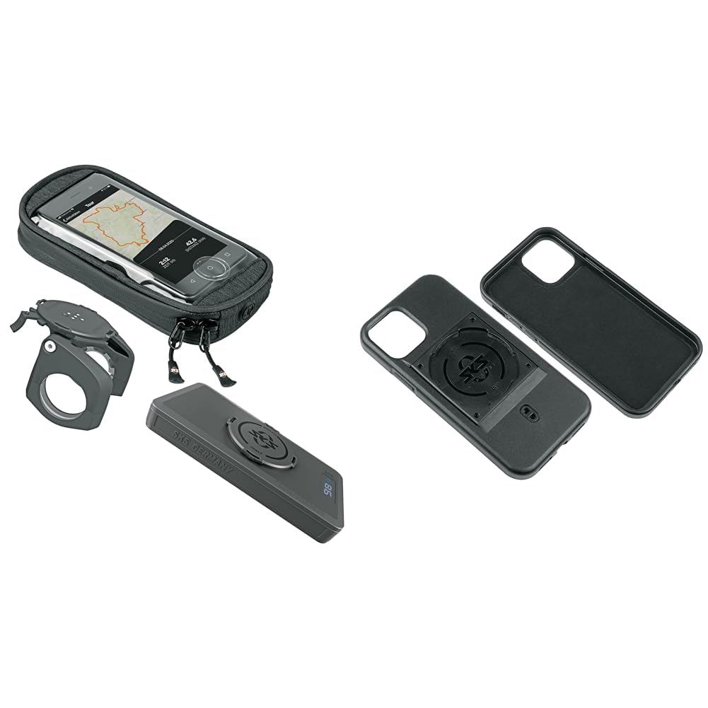 SKS GERMANY COMPIT+/Power & COM/SMARTBAG Handyhalterung mit 10.000 mAh Powerbank & COMPIT Cover für iPhone 12/12 Pro Handyhülle mit Befestigungsvorrichtung