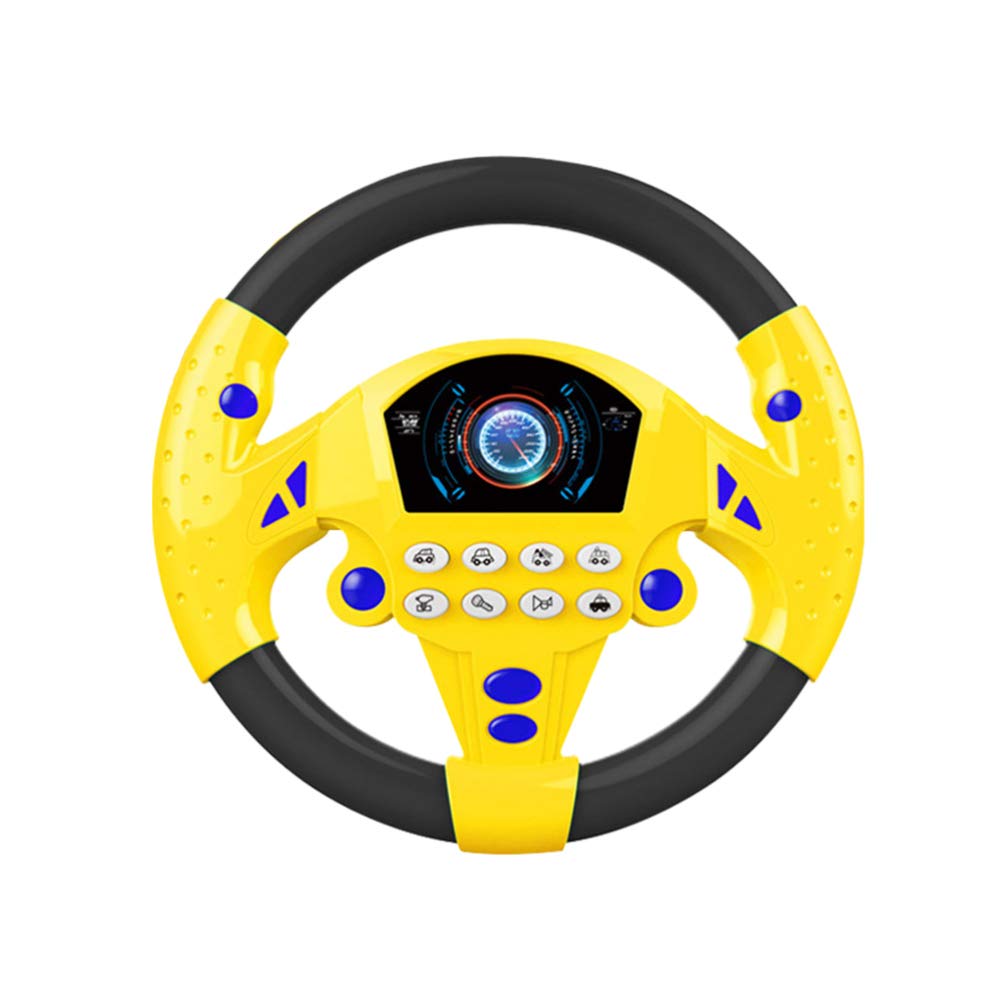 NUOBESTYToy Driving Controller, Portable Driving Steering Wheel Copilot Toy Small Racing Steering Wheel Interactive s for Kids Girls Boys No Battery (Yellow)