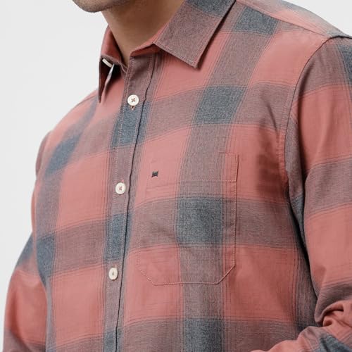 Image of BASICS 100% Cotton Checked Shirt for Men | Slim Fit | Everyday Smart Casual Wear | Full Sleeve