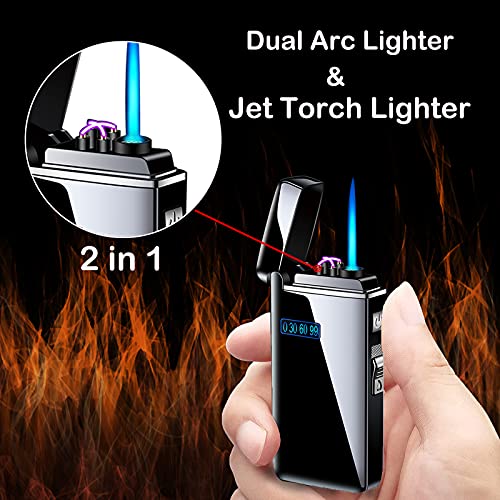 Encendedor eléctrico recargable 2 en 1 llama azul miniatura 4