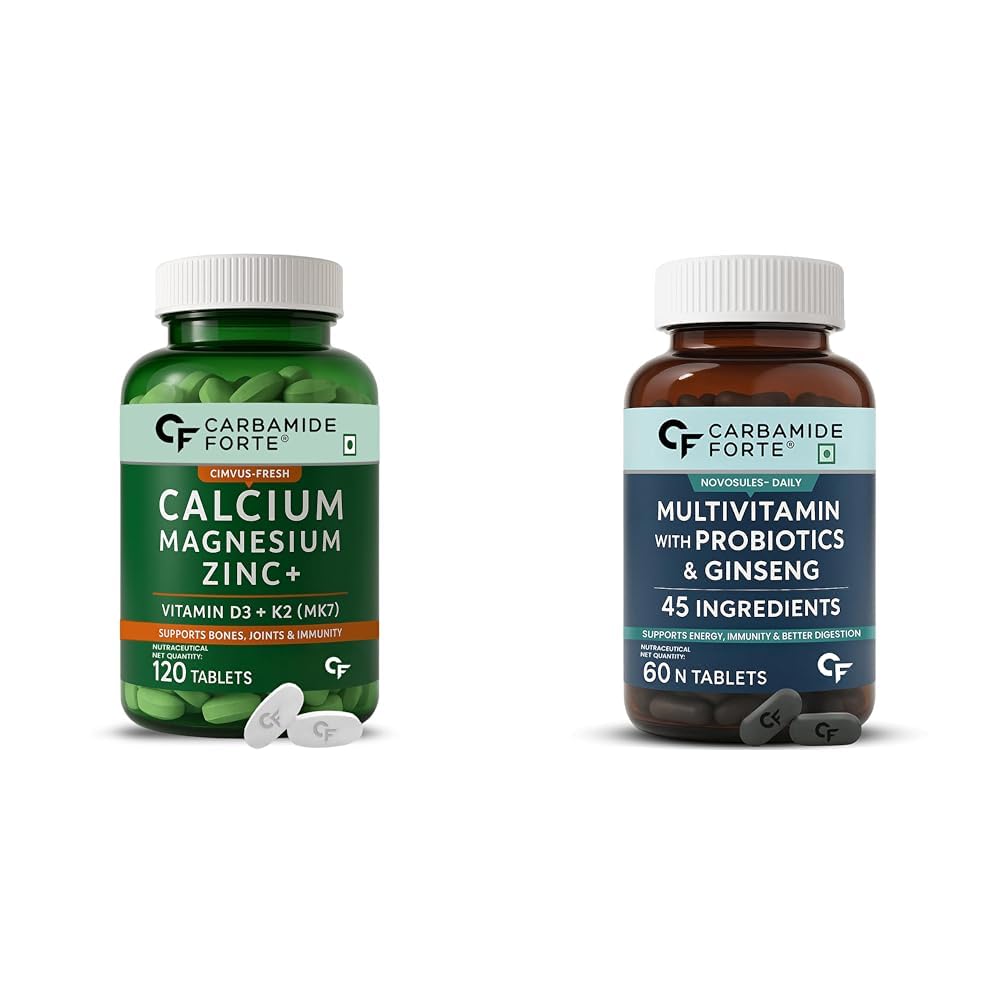 Carbamide Forte Calcium Tablets for Women & Men with Vitamin K2 MK7 & Vitamin B12 & Multivitamin Tablet With Ginseng For Energy & Better Digestion | 120 + 60 Tablets-image-44