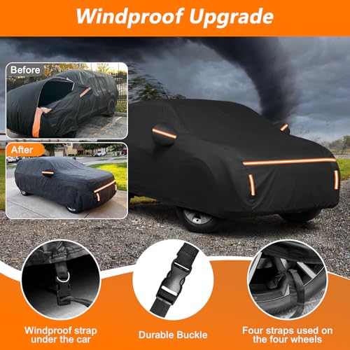 Image of Car Cover for Chevy Equinox 2005-2025 Waterproof PEVA Cotton Lined Outdoor SUV Cover Windproof UV Protection with Door Zipper & Wind Straps All Weather