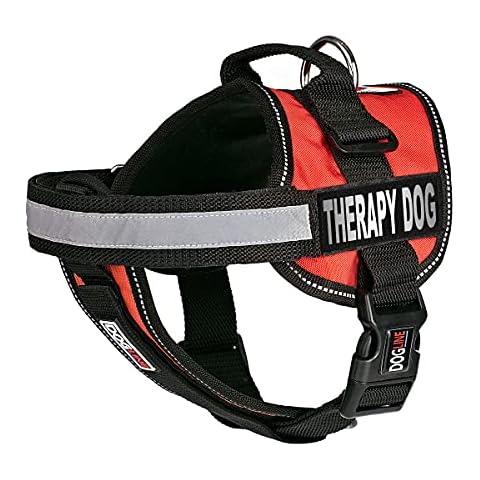 Dogline Vest Harness for Dogs and 2 Removable Therapy Dog Patches, Large/28 to 38", Red Cover