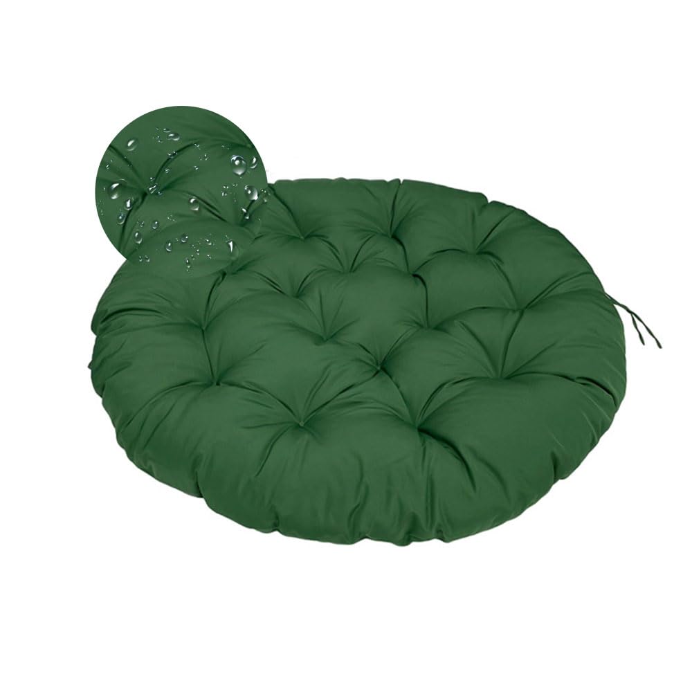Surwin Papasan Chair Cushions, Thick Round Chair Cushions Hammocks Swing Pads Papasan Round Chair Cushions with Fixing Straps Outdoor Indoor Egg Chair Cushion (40x40cm,Dark Green)
