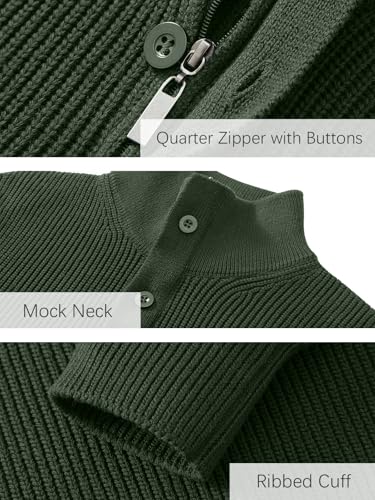 Les umes Mens Quarter Zip Button Pullover Mock Neck Stand Collar Polo Sweater Ribbed Knit Sweaters Jumper4