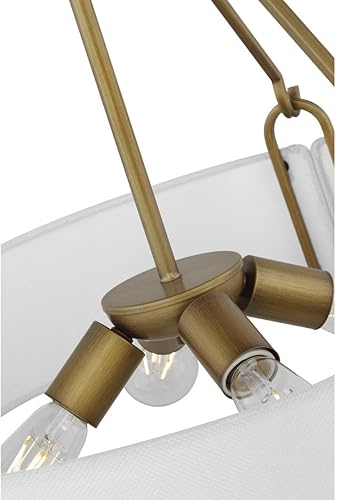 Miniatura 5 de Nuvo Lighting 67691-4 Lámpara colgante de latón natural de tela de lino blanco para interiores (Halter 4LT colgante BRS (60-7691))