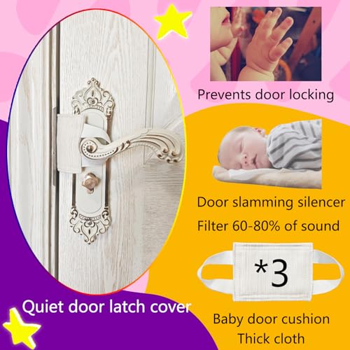 Image of Baby Proof Door Silencer & Cloth Latch Cover (3 Pack, Beige) | 4.1x3.1 Inches Quiet Soft Close Anti-Slam Pads Prevent Slamming Noise & Accidental Locking, Safety for Nursery & Toddler