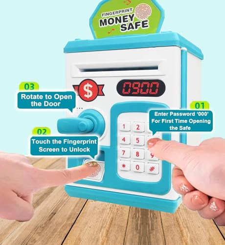 Image of Fun Express Piggy Bank | Gullak for Kids | Smart ATM | Money Saving Box | Fingerprint Touch Sensor & Password Lock | Electronic Money Safe | Auto-Note Suction, Lights & Sound