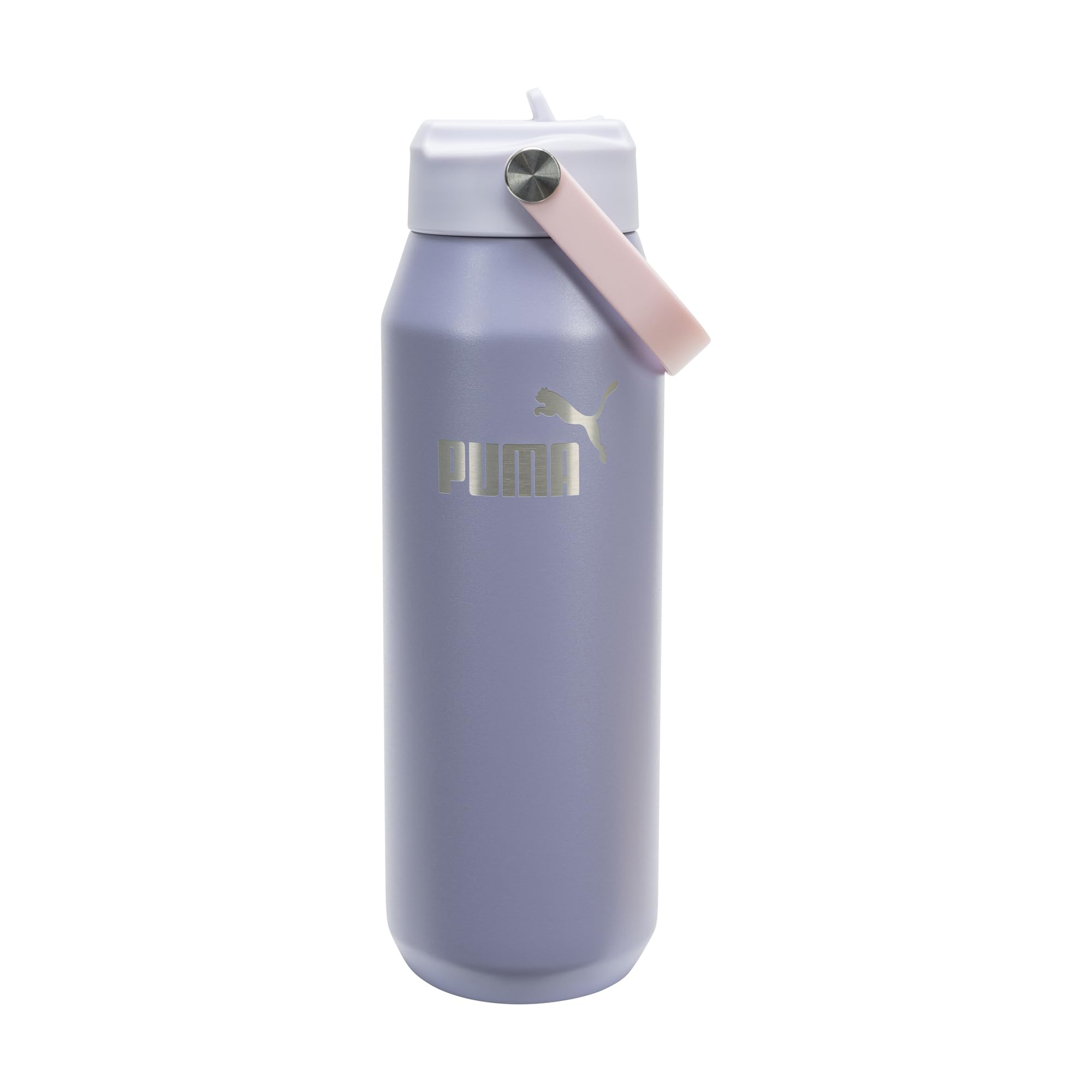 PUMA unisex-adult 32oz Insulated Stainless Steel Water Bottle With Carry Handle, Lavender Pop, One size