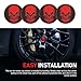 Zosgrew 4 PCS Car Wheel Center Caps Sticker, Spooky Skull Reflective Wheel Hub Caps Sticker, Vinyl Decorative Stickers, Reflective Night Safety Warning, for Most Cars (Red)