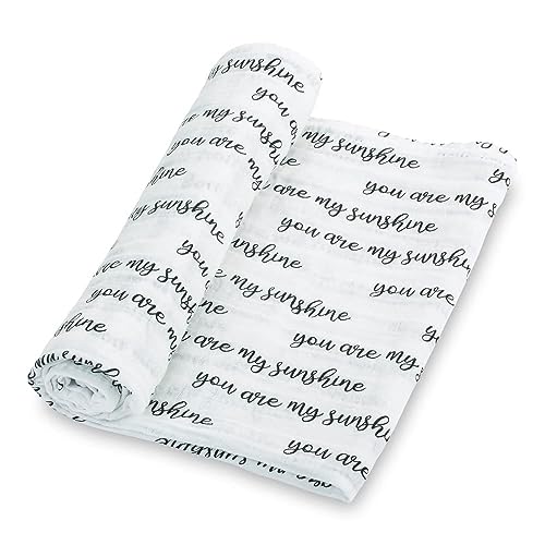 Image of LollyBanks Baby Swaddle Blanket, 100% Cotton Muslin Blankets for Boys and Girls, 47 x 47 Inches Soft and Breathable Baby Blanket, Gentle Newborn Swaddle Wrap, Registry (You are My Sunshine Print)