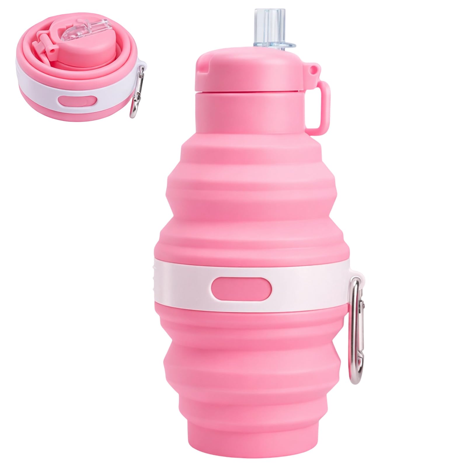 KxrTpx Folding Water Bottle Design, Silicone Water Bottle with Collapsible Feature, Compact 17 by 8.3 cm Size for Portable Hydration