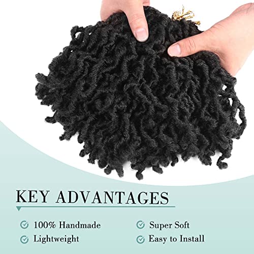 Hanne Fashion 6 Packs Short Faux Locs Crochet Hair 8 Inches Pre-Looped Soft Locs Crochet Braids Synthetic Crochet Hair Extensions For Black Women (1B, 6Packs) #TOP2