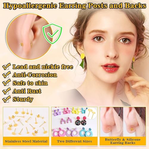 Image of Dhruv Crafts Jewelry Glue Kit with Stainless Steel Stud Posts, 1002 Pcs DIY Earring Making Supplies, Includes Butterfly & Rubber Backs for Jewelry Craft