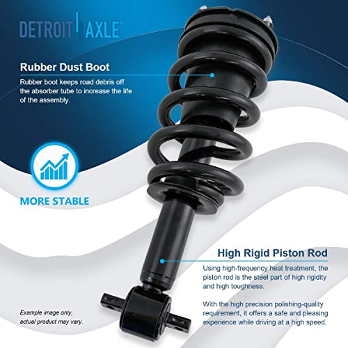 Image of Detroit Axle - 4WD Front 6pc Struts Kit for 2014-2018 Chevy Silverado 1500 GMC Sierra 1500, Struts w /Coil Spring Sway Bars Rear Shock Absorbers 2015 2016 2017 Replacement Suspension