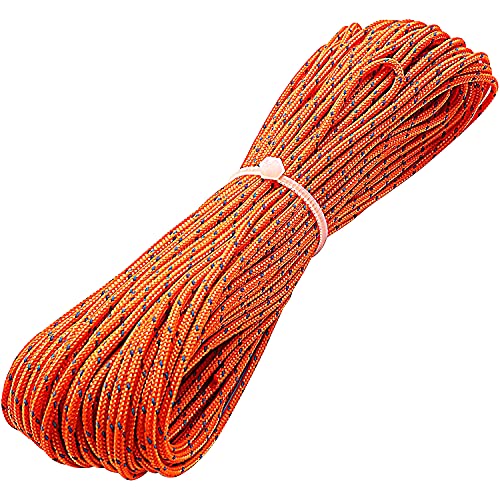 ThreeBulls 1.8mm Fluorescent Reflective Guyline Tent Rope Camping Cord Paracord 65 Feet (Orange, 20m)