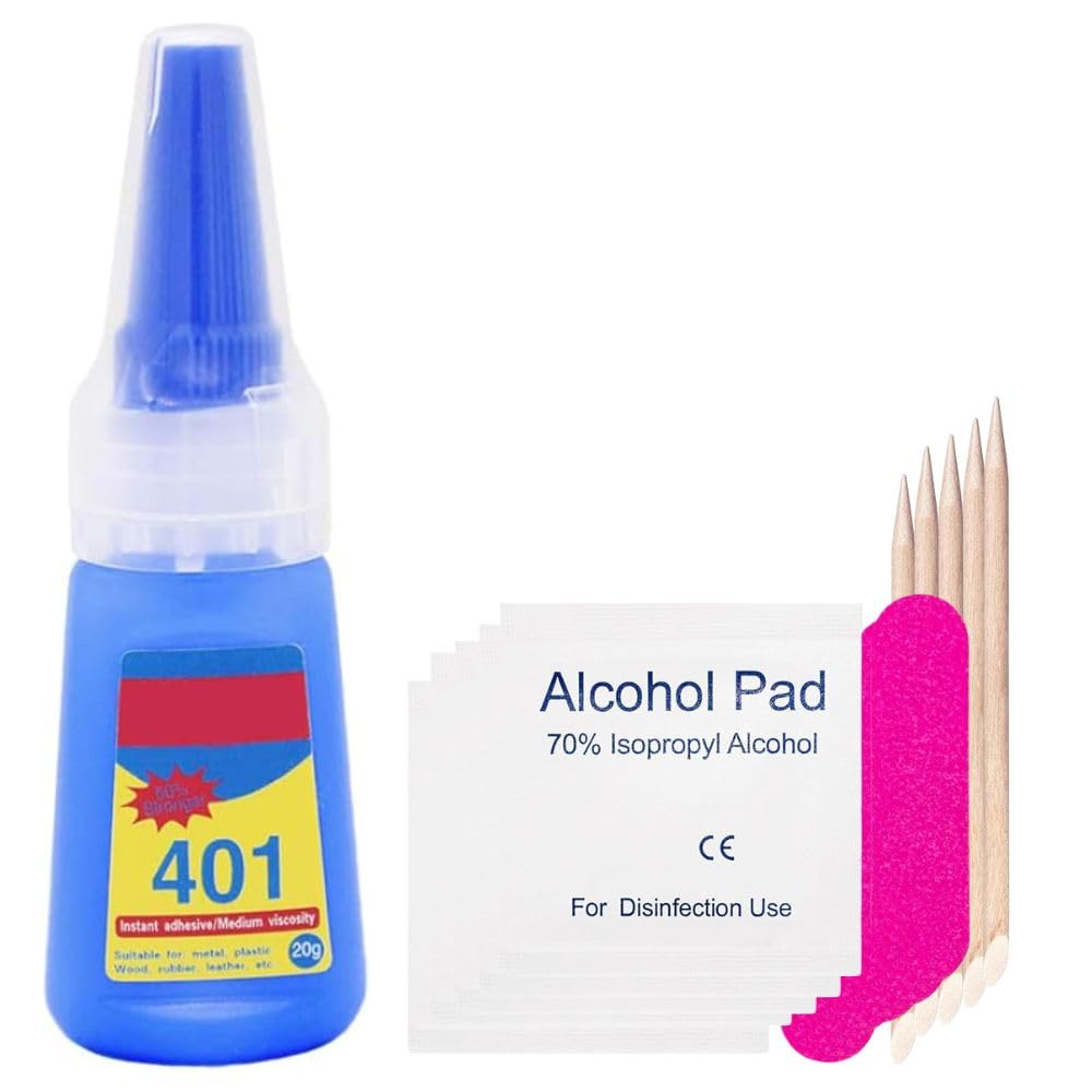 THR3E STROKES Nail Glue - Super Glue Stronger For Artificial Or Fake Nails,Nail Art 20g - Bottle 401 Rapid Fix Handmade Adhesive Quick Dry With 5 Mini Filler And 1 Orange Stick-image-43