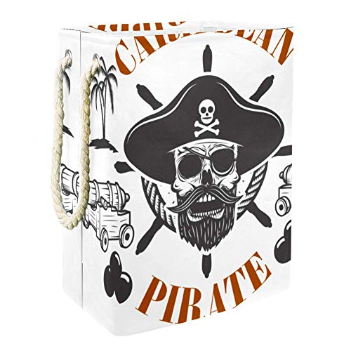 Panier à linge Pirate Captain Tank au design soigné, grand format autoportant de 49x30x40.5cm