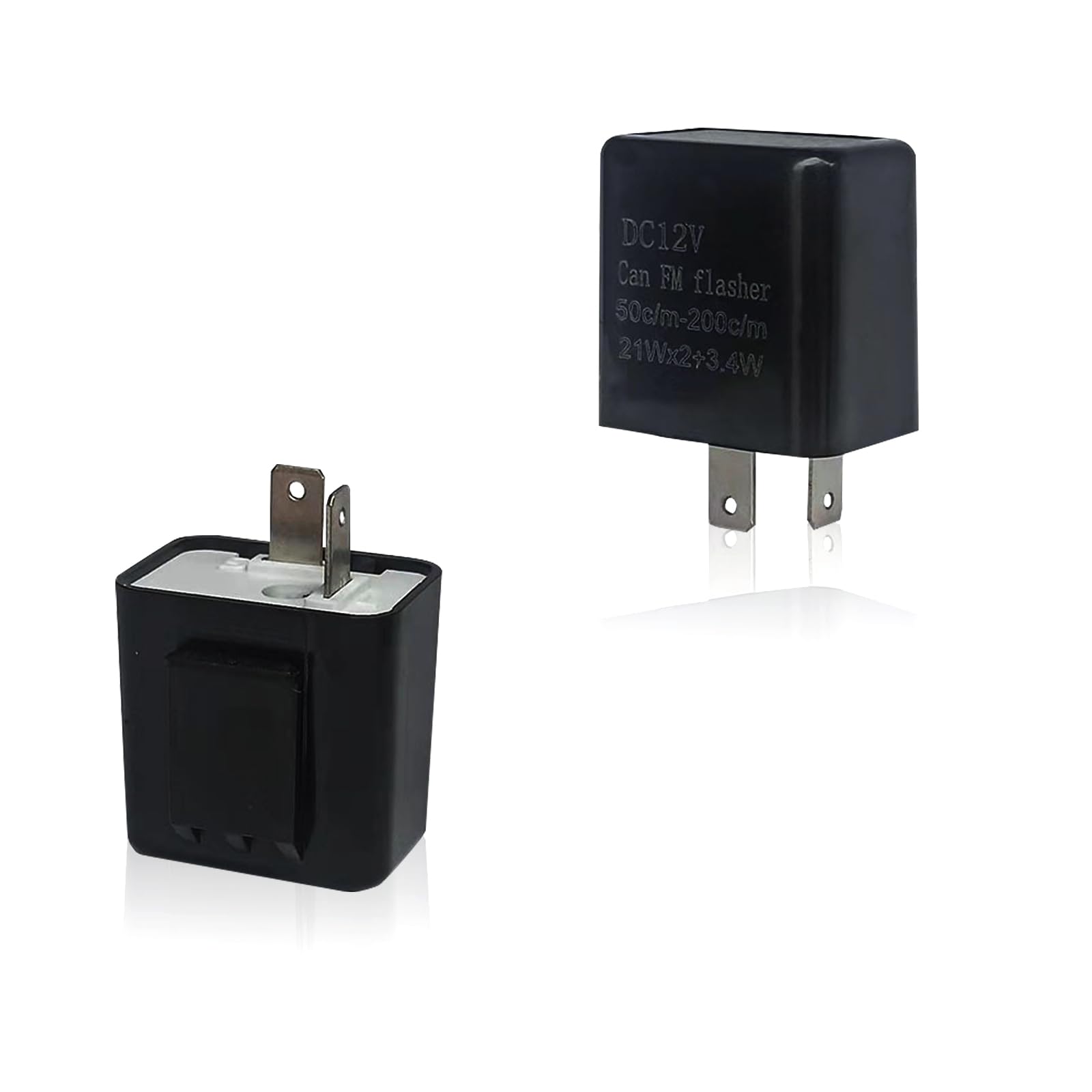 2 PCS 2 Pin Motorcycle Flasher Relay Replacement for Warn, Adjustable Waterproof Car Turn Signal Relay Accessories, Universal Durable Automotive LED Relay for Trucks SUVs Cars (Black)