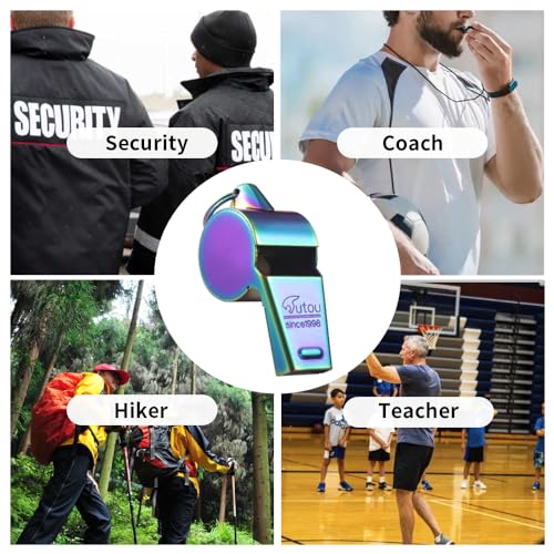 Image of HUTOU Whistle Stainless Steel Coach Sports Whistle with Lanyard, Loud Crisp Sound Whistle Ideal for Coaches, Referees, and Official
