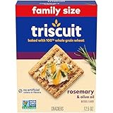 Triscuit Rosemary & Olive Oil Whole Grain Wheat Crackers, Lunch Snacks, Snack Crackers, Family Size, 12.5 oz
