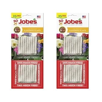 Jobe's Fertilizer Spikes for Flowering Plants, 10-10-4 Time Release Fertilizer, 50 Spikes per Package (2 Pack)