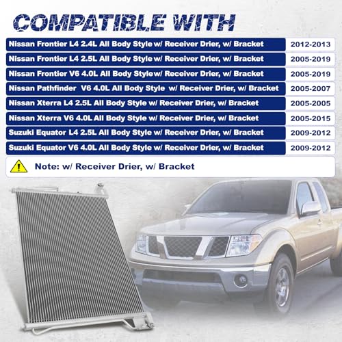 Image of Air Conditioning A /C Condenser Compatible with Nissan Frontier Pathfinder Xterra /Suzuki Equator # 3331, CN3331PFC, 92100ZP50A, 92100EA500