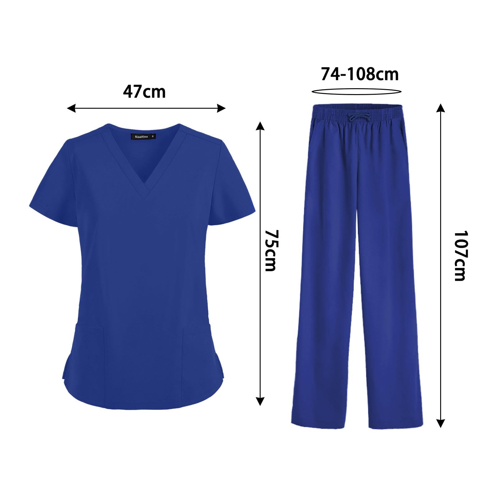 Oshhni Frauen Scrubs Sets Arbeitskleidung Kleidung Dünne Krankenpflegeuniformen Set Kurzarm für Skin Manage Cosmetology Beauty Spa Center, Blau, xxL