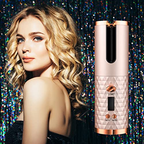 Blugy Practical Hair Curler Temperature Curler Wireless Auto Rotat Ceramic Hair Curler Usb Rechargeable Portable Auto Curler Led Display #TOP7